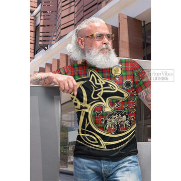 Fullerton Tartan Cotton T-shirt with Family Crest Celtic Wolf Style Men's Shirt - Tartan Vibes Clothing