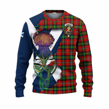 Tartan Vibes Clothing Fullerton Tartan Family Crest Knitted Sweater Scottish Thistle Celtic Inspired