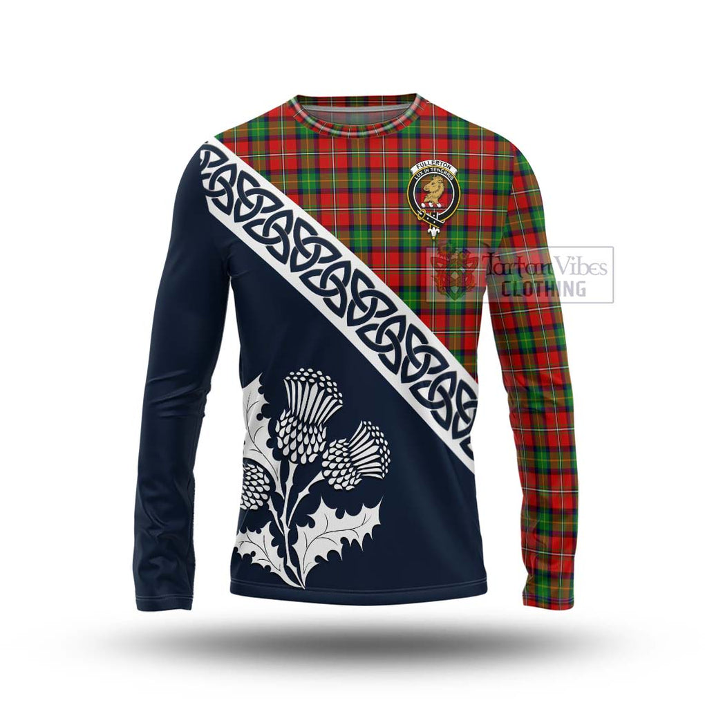 Fullerton Tartan Long Sleeve T-Shirt Featuring Thistle and Scotland Map Unisex - Tartan Vibes Clothing