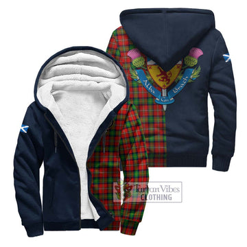 Fullerton Tartan Sherpa Hoodie Alba with Scottish Lion Royal Arm Half Style Unisex S - Tartan Vibes Clothing