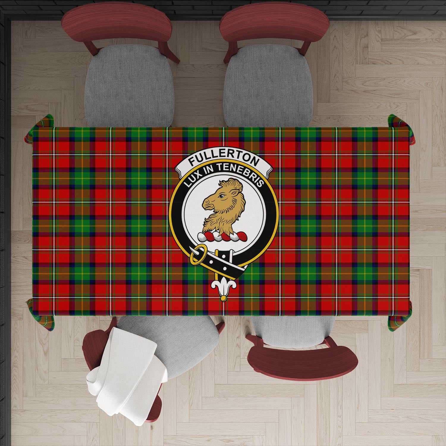 Fullerton Tartan Tablecloth with Family Crest XL 57.1"x70.9"(145x180cm) - Tartan Vibes Clothing