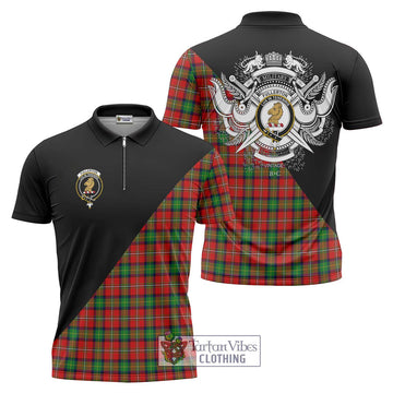 Fullerton Tartan Zipper Polo Shirt with Family Crest and Military Logo Style Unisex - Tartan Vibes Clothing