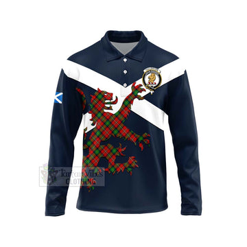 Fullerton Tartan Lion Rampant Long Sleeve Polo Shirt Proudly Display Your Heritage with Alba Gu Brath and Clan Name Unisex - Tartan Vibes Clothing