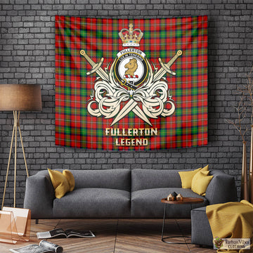 Fullerton Tartan Tapestry with Clan Crest and the Golden Sword of Courageous Legacy Tapestry - Tartan Vibes Clothing