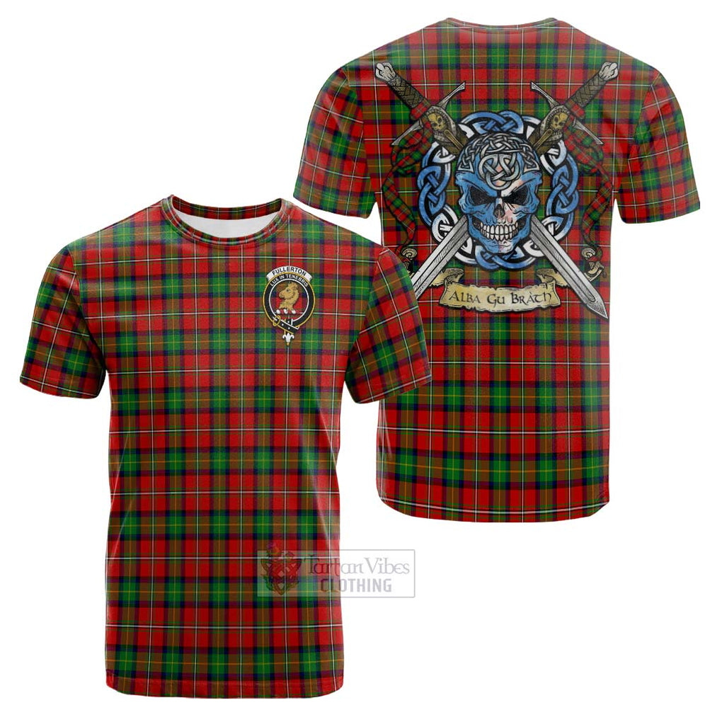 Fullerton Tartan Cotton T-shirt with Family Crest Celtic Skull Style Kid's Shirt - Tartan Vibes Clothing