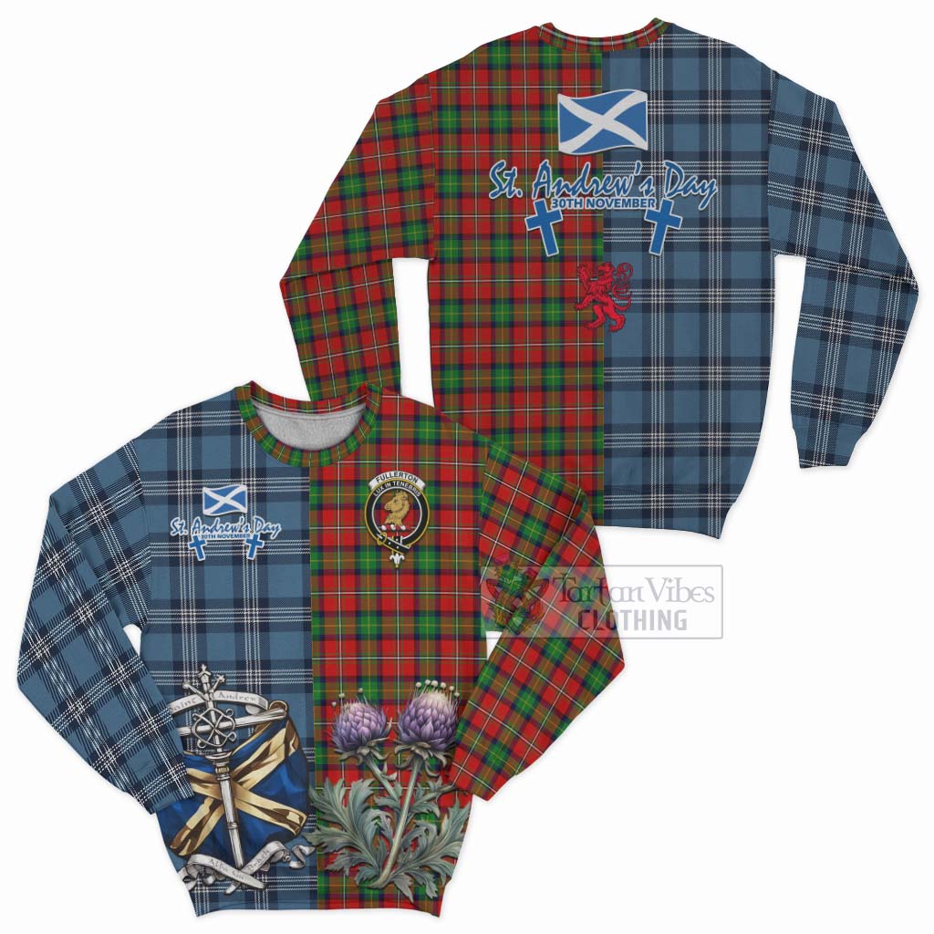 Fullerton Tartan Sweatshirt Happy St. Andrew's Day Half Tartan Style Unisex - Tartan Vibes Clothing
