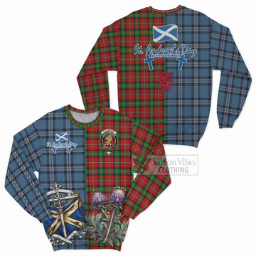 Fullerton Tartan Sweatshirt Happy St. Andrew's Day Half Tartan Style Unisex - Tartan Vibes Clothing