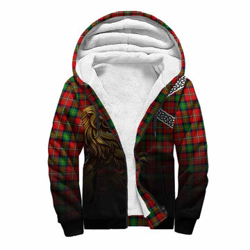 Fullerton Crest Tartan Sherpa Hoodie with Golden Lion Emblem Celtic Style Unisex S - Tartan Vibes Clothing