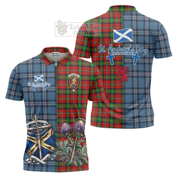 Fullerton Tartan Zipper Polo Shirt Happy St. Andrew's Day Half Tartan Style Unisex - Tartan Vibes Clothing