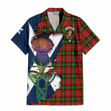 Tartan Vibes Clothing Fullerton Tartan Family Crest Short Sleeve Button Shirt Scottish Thistle Celtic Inspired