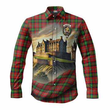 Tartan Vibes Clothing Fullerton Tartan Family Crest Long Sleeve Button Shirt with Scottish Ancient Castle Style