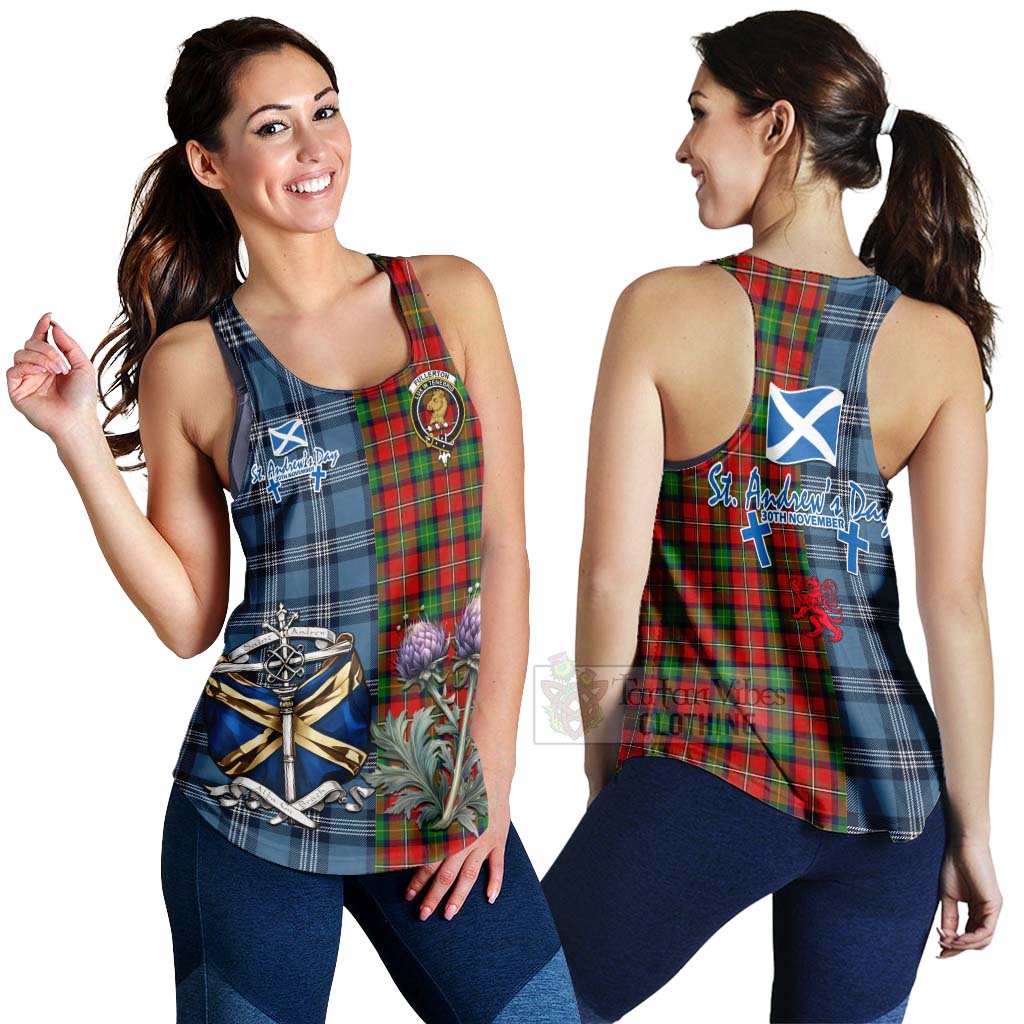 Fullerton Tartan Women's Racerback Tanks Happy St. Andrew's Day Half Tartan Style 4XL - Tartan Vibes Clothing