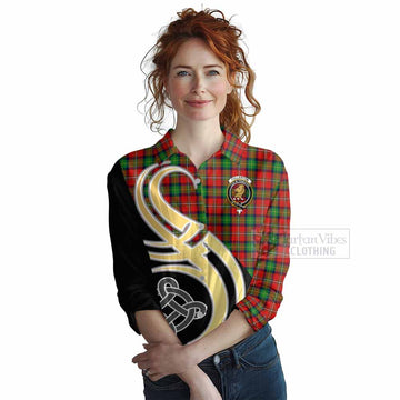 Fullerton Tartan Women's Casual Shirt with Family Crest and Celtic Symbol Style Female - Tartan Vibes Clothing