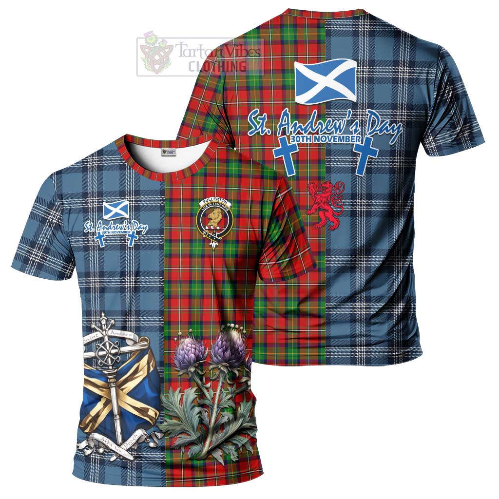 Fullerton Tartan T-Shirt Happy St. Andrew's Day Half Tartan Style Kid's Shirt - Tartan Vibes Clothing