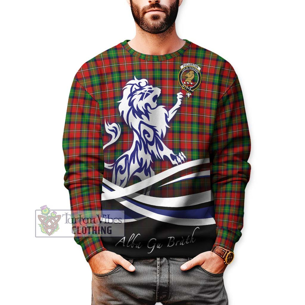 Fullerton Tartan Sweatshirt with Alba Gu Brath Regal Lion Emblem Unisex - Tartan Vibes Clothing