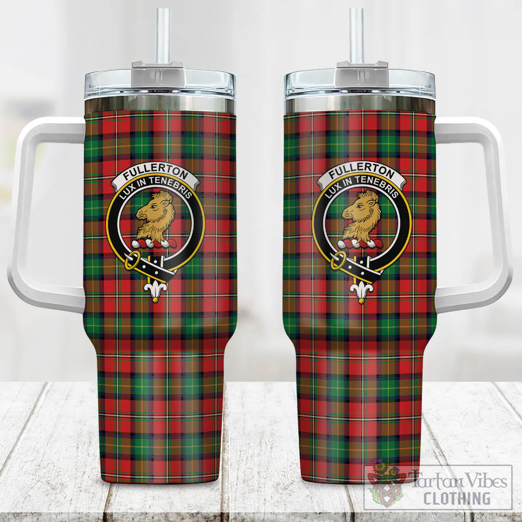 Fullerton Tartan Tumbler with Handle with Family Crest One Size 40 OZ - Tartan Vibes Clothing