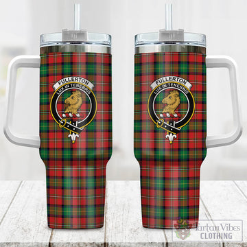 Fullerton Tartan Tumbler with Handle with Family Crest One Size 40 OZ - Tartan Vibes Clothing