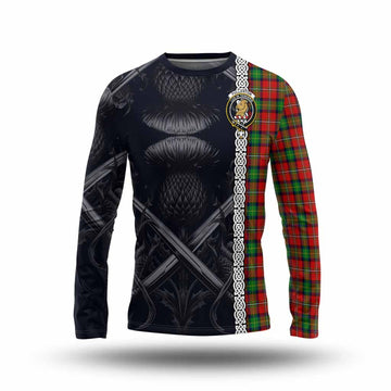 Fullerton Tartan Long Sleeve T-Shirt with Family Crest Cross Sword Thistle Celtic Vibes Unisex - Tartan Vibes Clothing