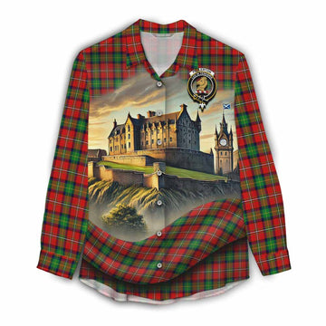 Fullerton Tartan Family Crest Women's Casual Shirt with Scottish Ancient Castle Style Female - Tartan Vibes Clothing