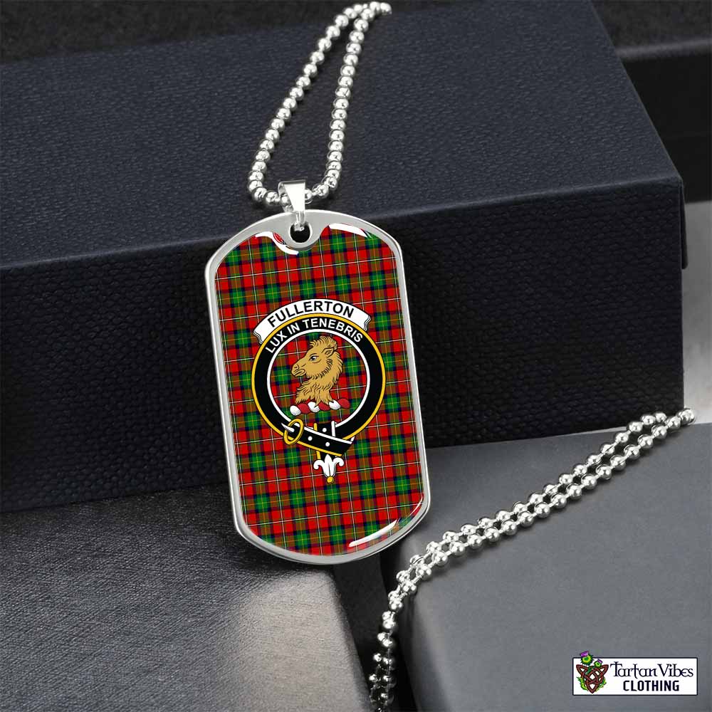 Fullerton Tartan Dog Tag Necklace with Family Crest Silver No - Tartan Vibes Clothing