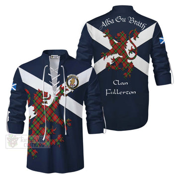 Fullerton Tartan Lion Rampant Ghillie Kilt Shirt Proudly Display Your Heritage with Alba Gu Brath and Clan Name Men - Tartan Vibes Clothing