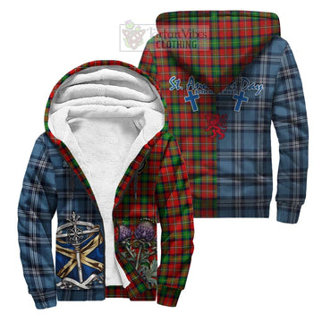 Fullerton Tartan Sherpa Hoodie Happy St. Andrew's Day Half Tartan Style Unisex S - Tartan Vibes Clothing