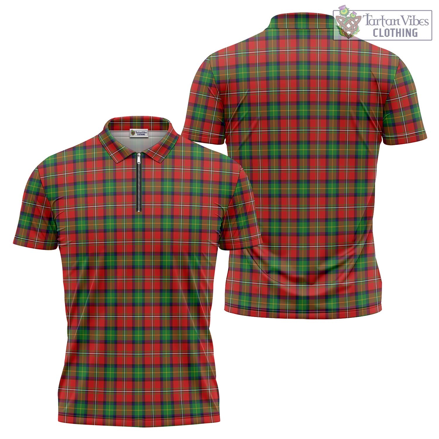 Fullerton Tartan Zipper Polo Shirt Unisex - Tartan Vibes Clothing