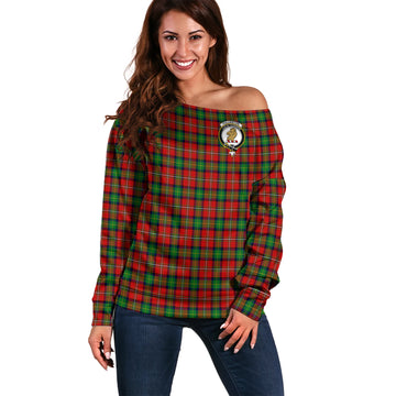 Fullerton Tartan Off Shoulder Women Sweater with Family Crest Women - Tartan Vibes Clothing