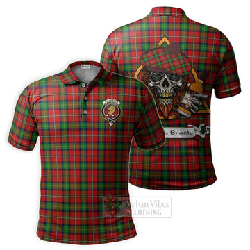 Fullerton Tartan Polo Shirt with Family Crest and Bearded Skull Holding Bottles of Whiskey Kid - Tartan Vibes Clothing