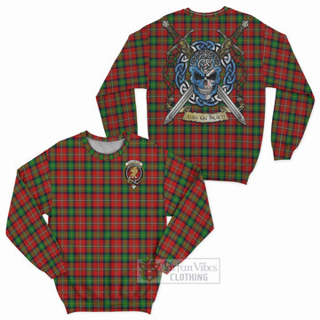 Fullerton Tartan Sweatshirt with Family Crest Celtic Skull Style Unisex - Tartan Vibes Clothing