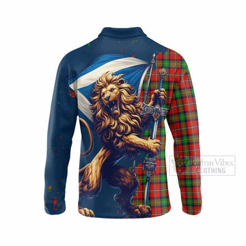 Fullerton Tartan Family Crest Long Sleeve Polo Shirt with Scottish Majestic Lion - Tartan Vibes Clothing