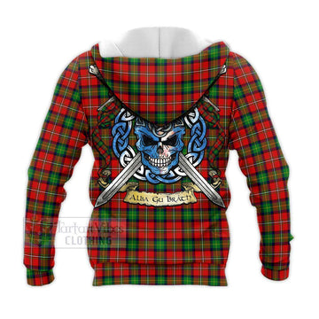 Fullerton Tartan Knitted Hoodie with Family Crest Celtic Skull Style - Tartan Vibes Clothing