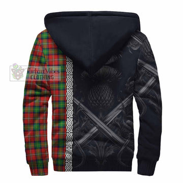 Fullerton Tartan Sherpa Hoodie with Family Crest Cross Sword Thistle Celtic Vibes - Tartan Vibes Clothing