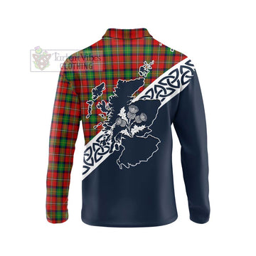 Fullerton Tartan Long Sleeve Polo Shirt Featuring Thistle and Scotland Map - Tartan Vibes Clothing