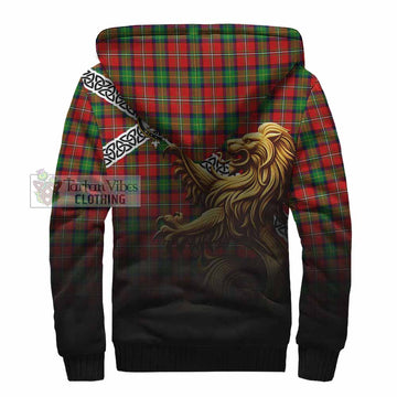 Fullerton Crest Tartan Sherpa Hoodie with Golden Lion Emblem Celtic Style - Tartan Vibes Clothing