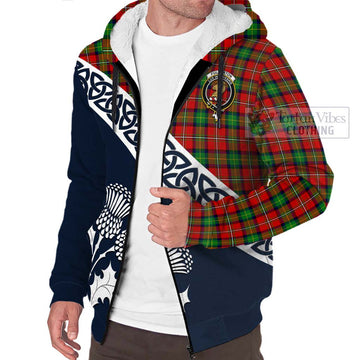 Fullerton Tartan Sherpa Hoodie Featuring Thistle and Scotland Map - Tartan Vibes Clothing