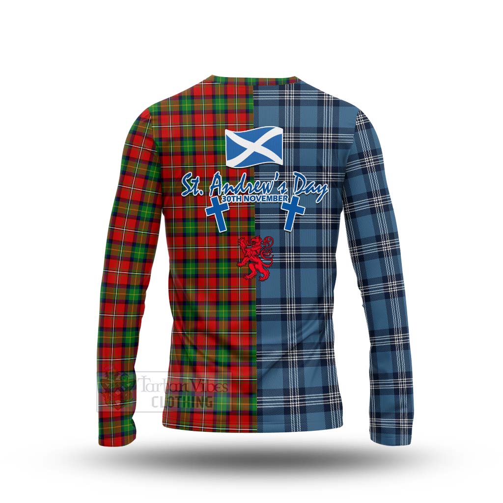 Fullerton Tartan Long Sleeve T-Shirt Happy St. Andrew's Day Half Tartan Style - Tartan Vibes Clothing