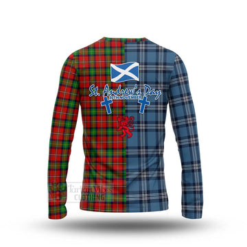 Fullerton Tartan Long Sleeve T-Shirt Happy St. Andrew's Day Half Tartan Style - Tartan Vibes Clothing