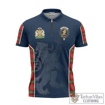Fullerton Tartan Zipper Polo Shirt with Family Crest and Lion Rampant Vibes Sport Style - Tartan Vibes Clothing