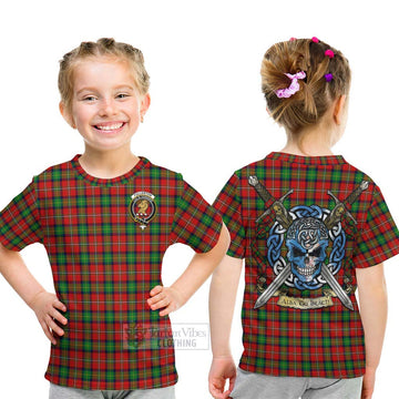 Fullerton Tartan Kid T-Shirt with Family Crest Celtic Skull Style - Tartan Vibes Clothing