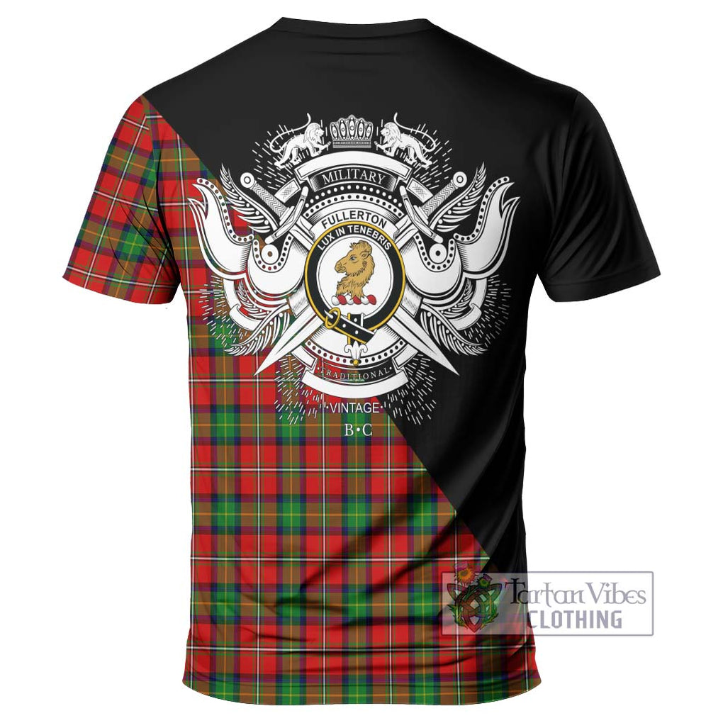 Fullerton Tartan T-Shirt with Family Crest and Military Logo Style - Tartan Vibes Clothing