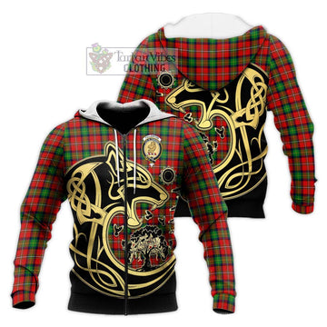 Fullerton Tartan Knitted Hoodie with Family Crest Celtic Wolf Style Unisex Knitted Zip Hoodie - Tartan Vibes Clothing