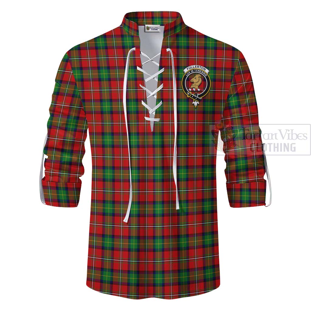 Fullerton Tartan Ghillie Kilt Shirt with Family Crest Celtic Skull Style - Tartan Vibes Clothing