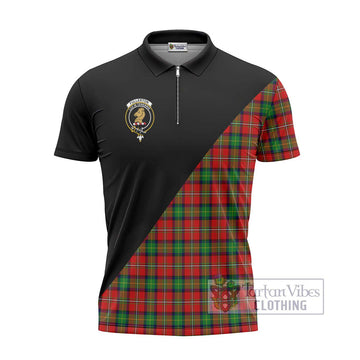 Fullerton Tartan Zipper Polo Shirt with Family Crest and Military Logo Style - Tartan Vibes Clothing