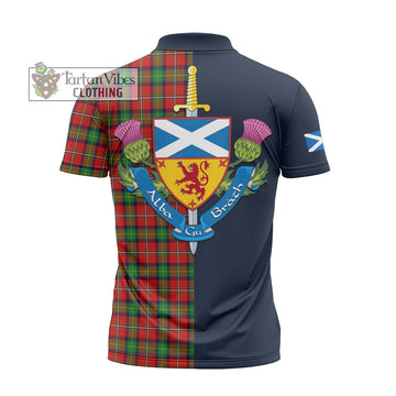 Fullerton Tartan Zipper Polo Shirt Alba with Scottish Lion Royal Arm Half Style - Tartan Vibes Clothing