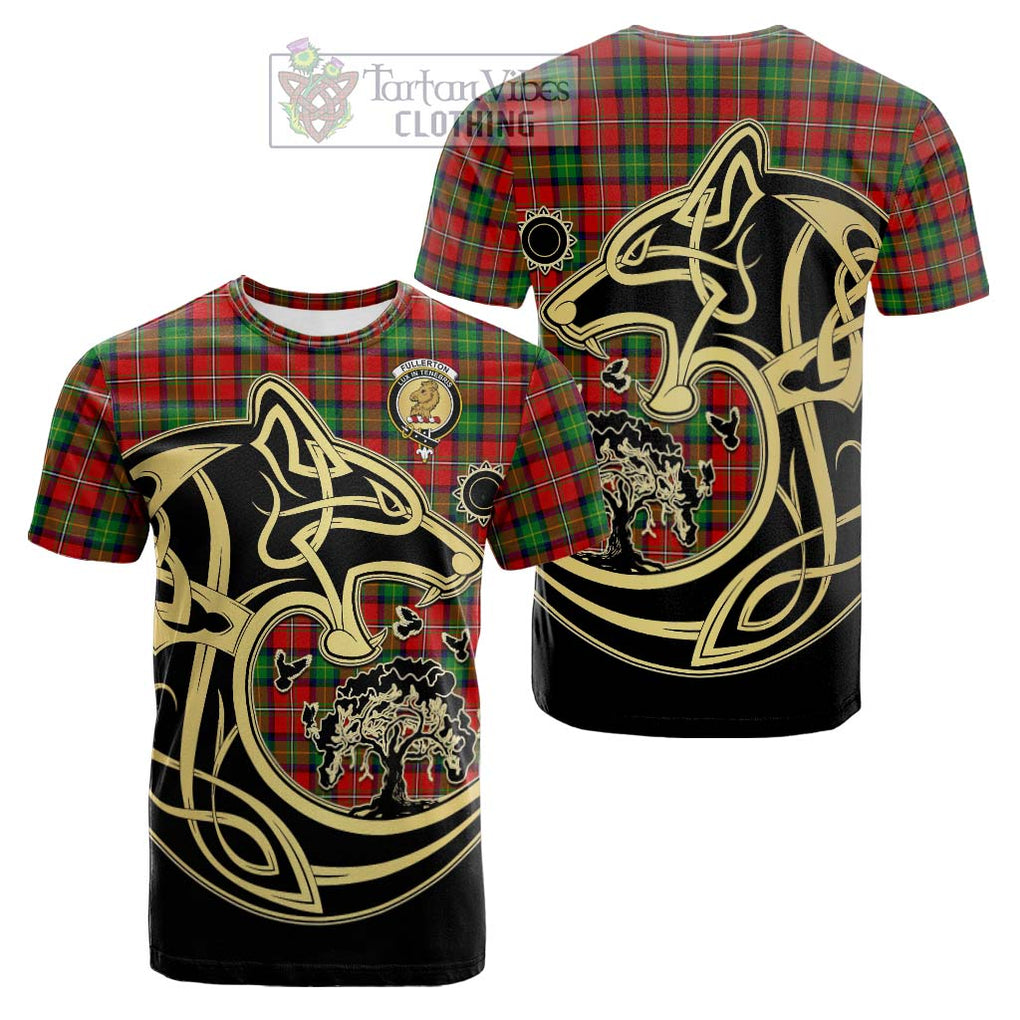 Fullerton Tartan Cotton T-shirt with Family Crest Celtic Wolf Style Kid's Shirt - Tartan Vibes Clothing