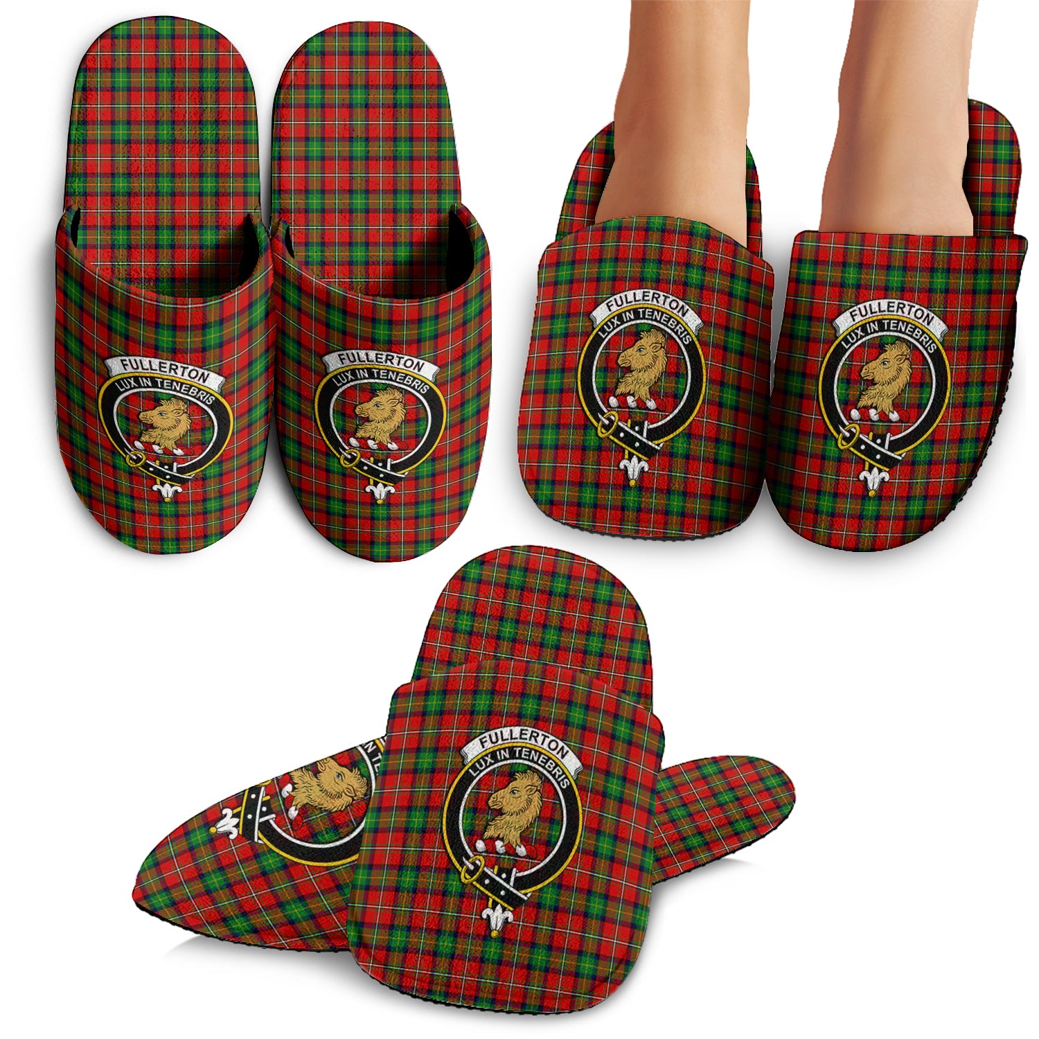 Fullerton Tartan Home Slippers with Family Crest - Tartan Vibes Clothing
