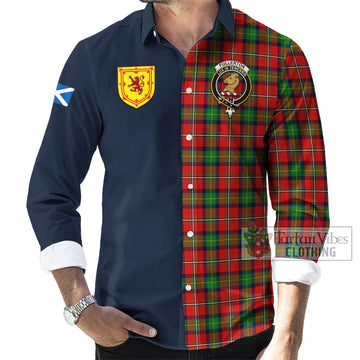 Tartan Vibes Clothing Fullerton Tartan Long Sleeve Button Shirt with Scottish Lion Royal Arm Half Style