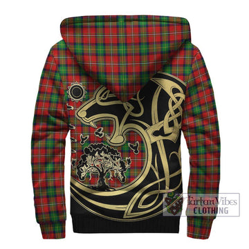 Fullerton Tartan Sherpa Hoodie with Family Crest Celtic Wolf Style - Tartan Vibes Clothing