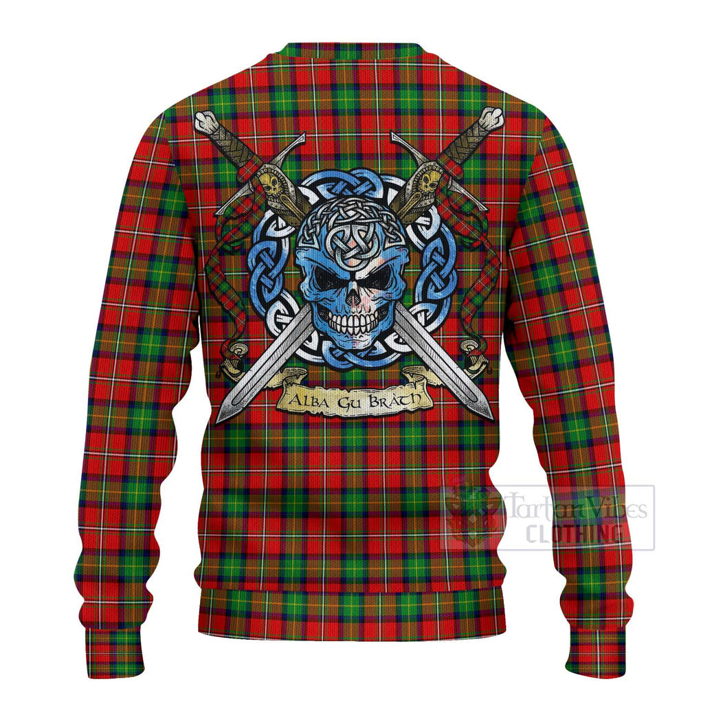 Fullerton Tartan Ugly Sweater with Family Crest Celtic Skull Style - Tartan Vibes Clothing